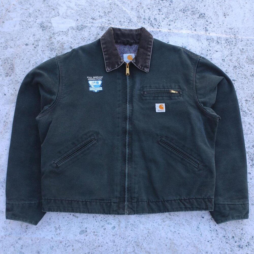 Vintage Carhartt Faded J01 BLK Black Blanket-Lined Firm Duck Detroit Jacket